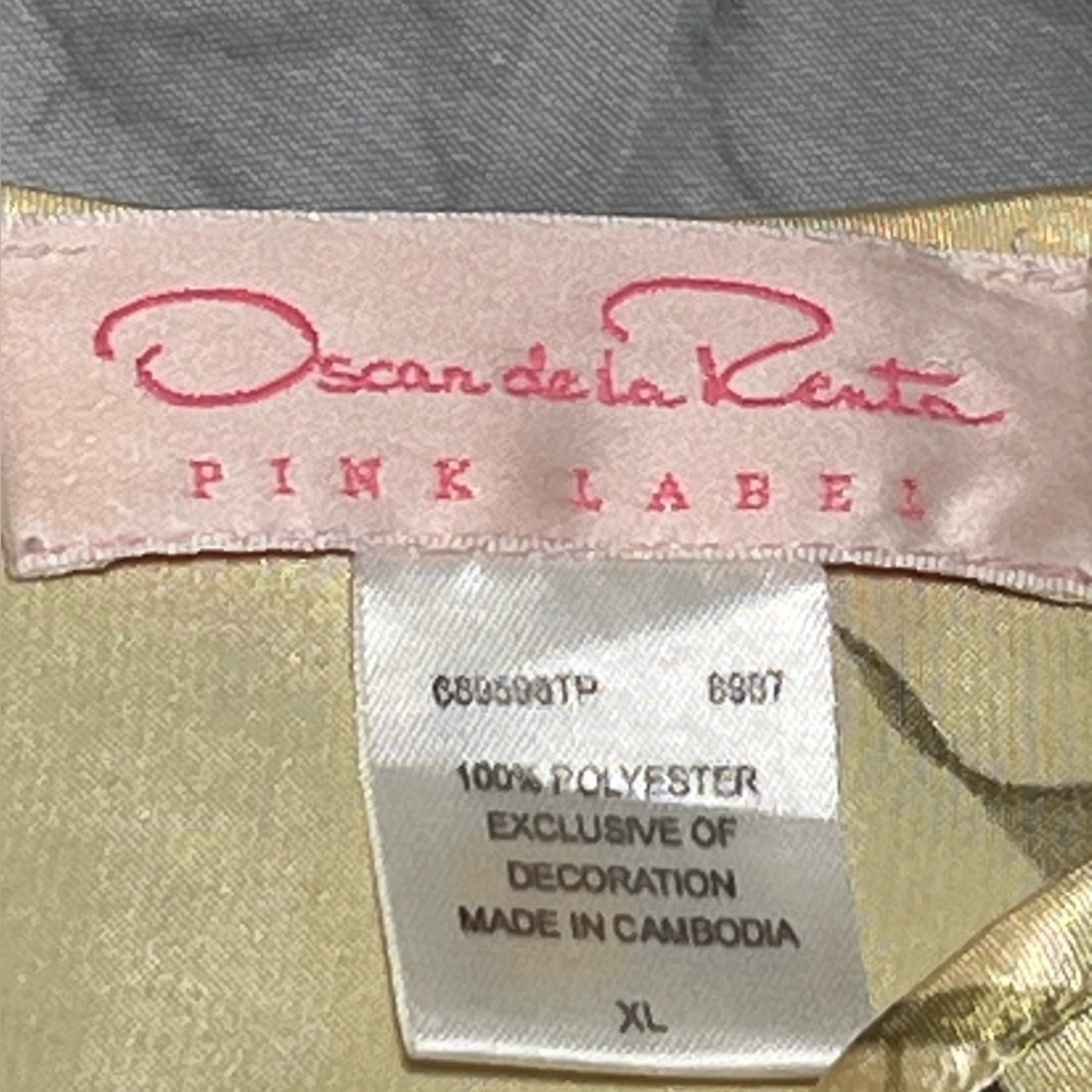 Y2K XL Oscar De La Renta Pink Label Floral Satin Feel Scoop Camisole Side Slits - Picture 3 of 14